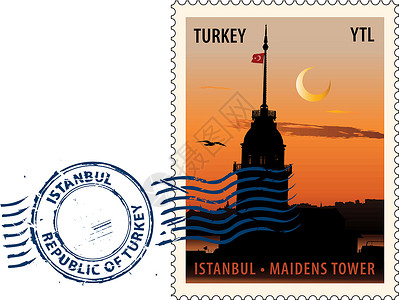 土耳其海伊斯坦布尔邮戳插画