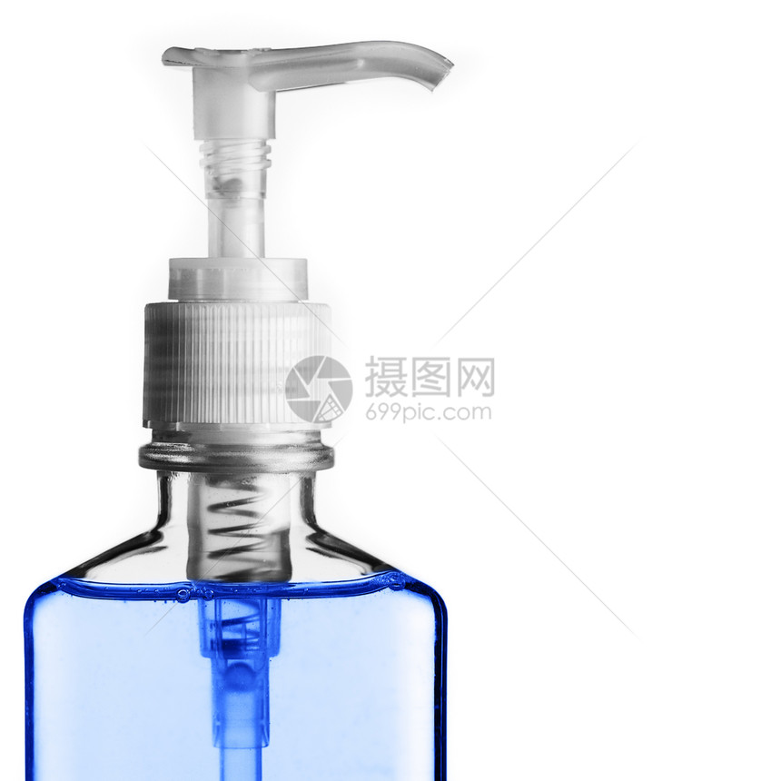 蓝瓶瓶子洗澡蓝色洁净福利美丽卫生洗发水治疗白色图片