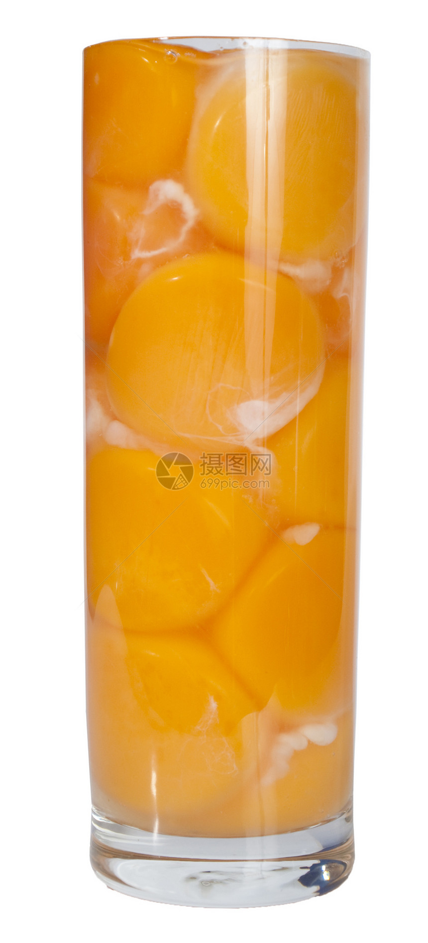 鸡蛋在玻璃杯里橙子摄影金子美食食物黄色白色团体烹饪产品图片
