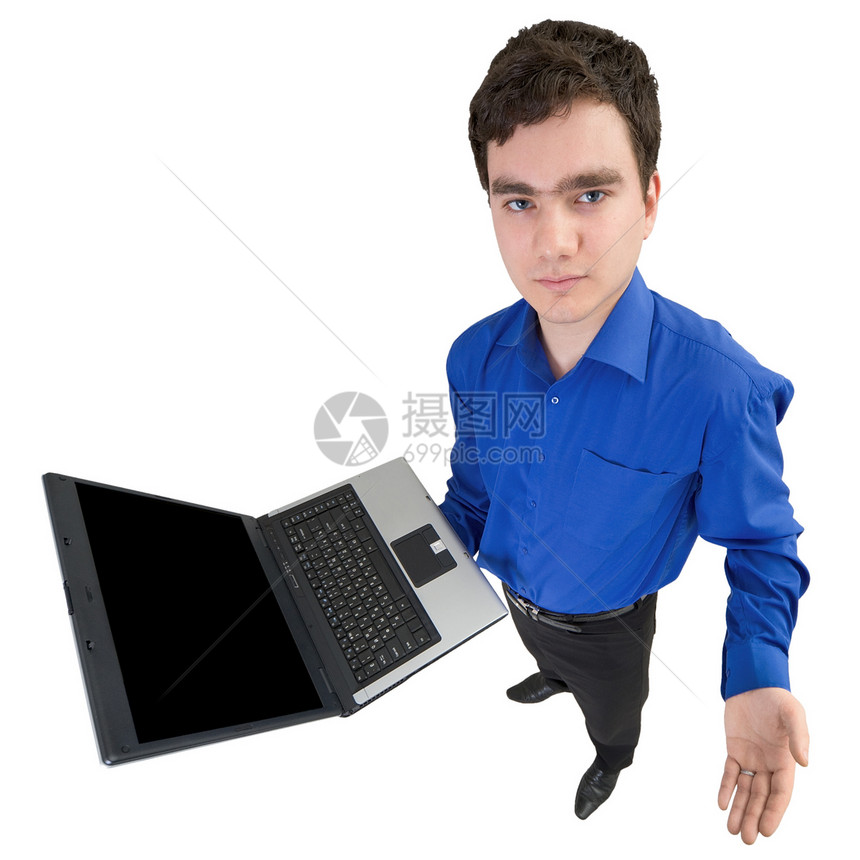 带笔记本电脑的青年商务人士图片