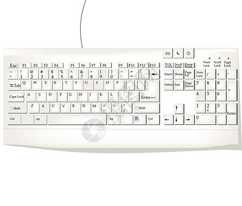白色键盘外设塑料电脑按钮钥匙技术灰色背景图片