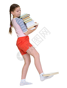 女孩拥有大量书本背景图片