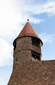中世纪塔秀场建筑观光天空天堂背景图片