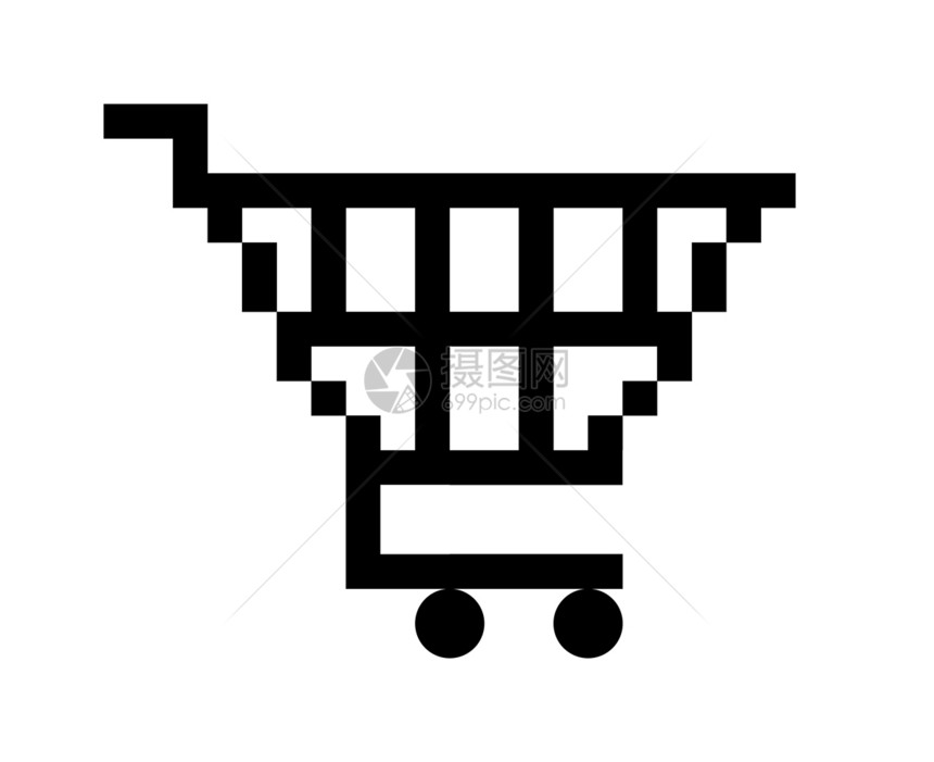 购物车按键零售艺术品网络电子图形化篮子剪裁白色黑色消费者图片