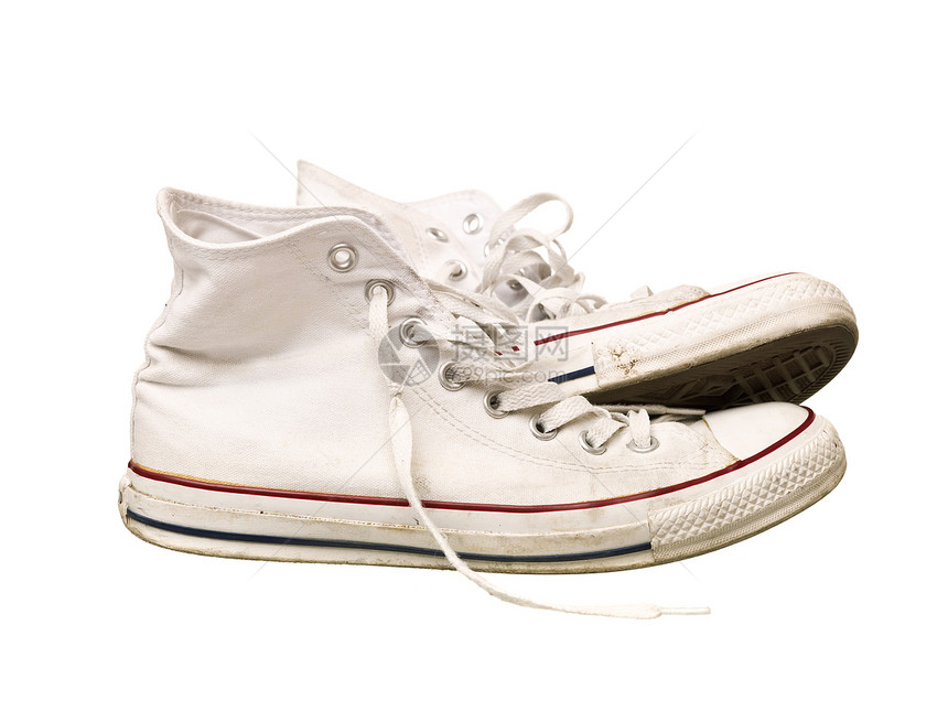 旧运动鞋宗教物体摄影风化白色帆布鞋文化影棚图片