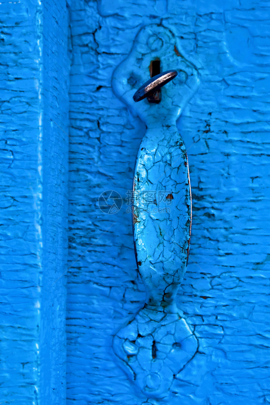 蓝色门漆片房子家园锁孔剥皮硬件裂缝钥匙腐烂建筑图片