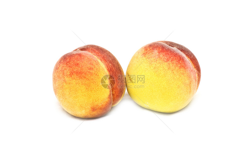 两个孤立的桃子营养小吃宏观饮食团体美食热带食物甜点水果图片