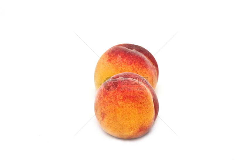 两个孤立的桃子小吃水果甜点食物热带宏观饮食团体美食营养图片