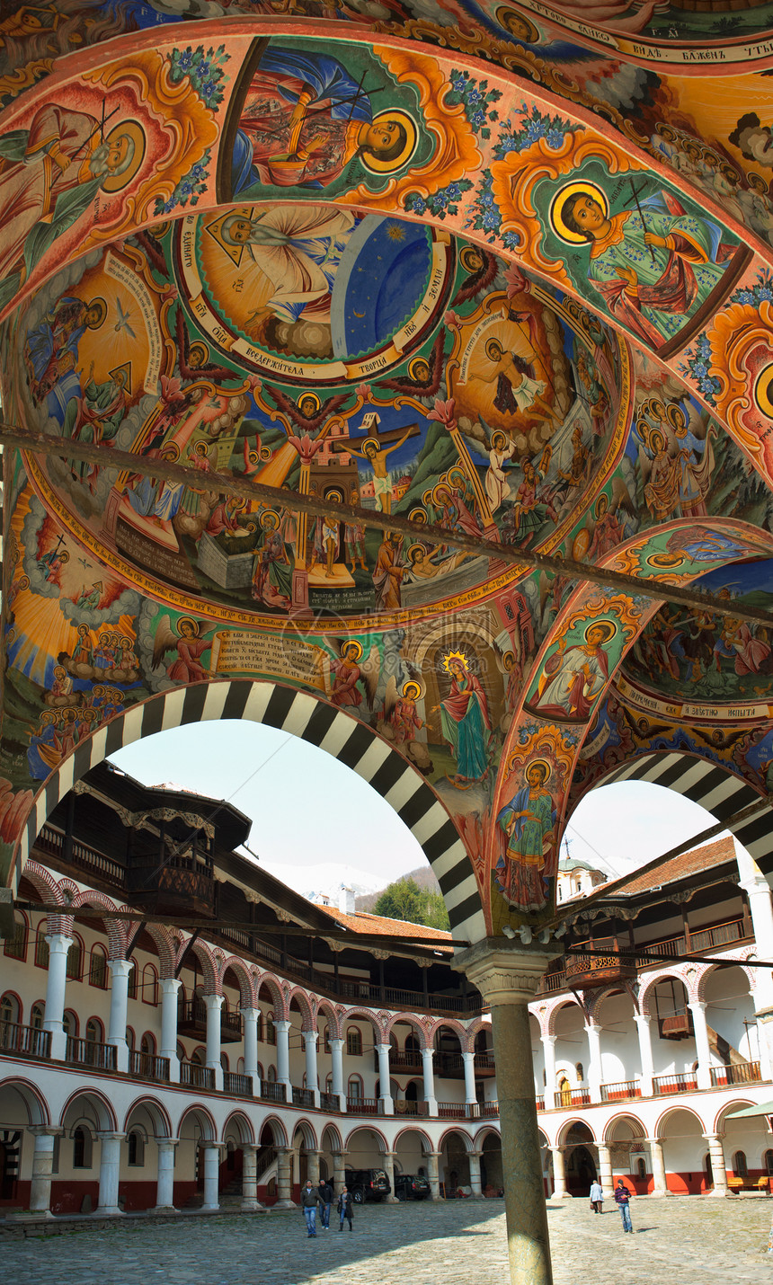 里拉修道院 壁画绘画图片