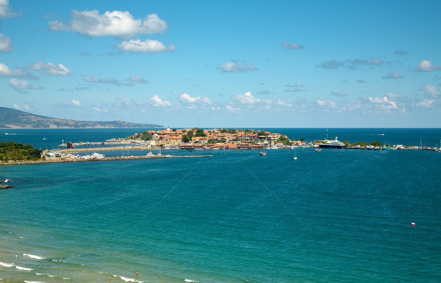 保加利亚Nessebar蓝色假期旅行风景半岛海滩图片