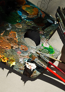 色调和刷油画艺术家颜料画家刷子背景图片