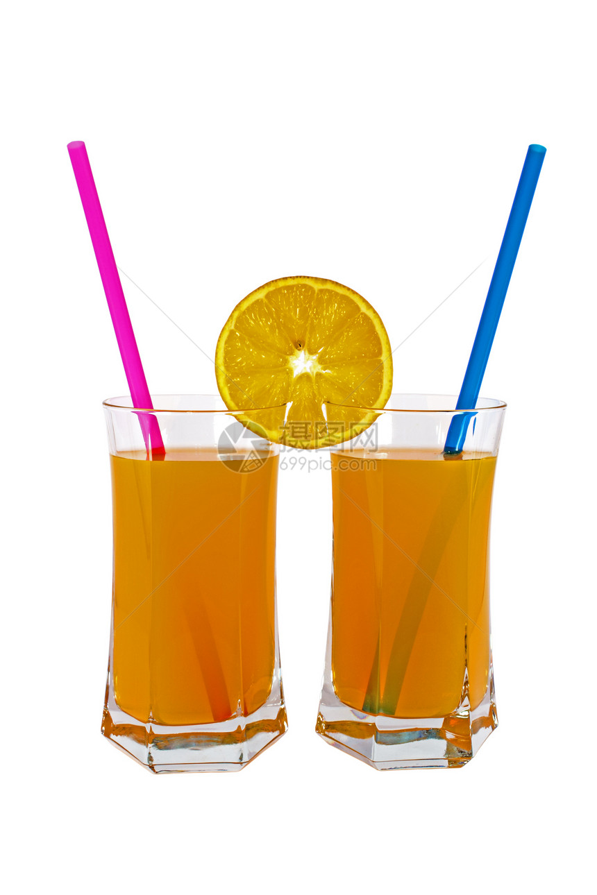 橙汁稻草食物水果蓝色紫色玻璃白色橙子热带果汁图片