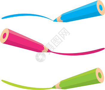 削尖的彩色铅笔绘画线矢量插图绿色橡皮蓝色学校销售团体艺术创造力粉色办公室插画