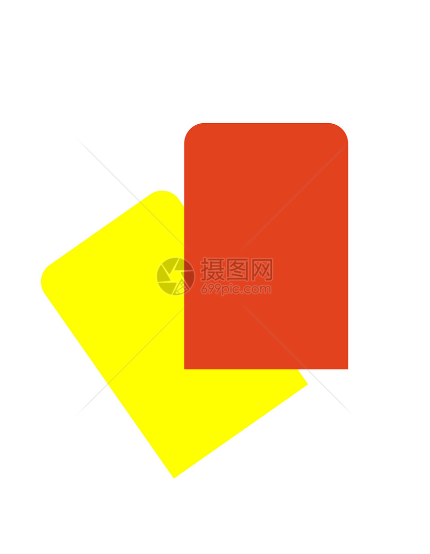 红色和黄色足球卡惩罚裁判垃圾桶插图警告图片