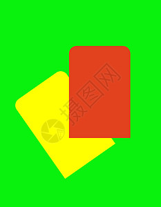 红色和黄色足球卡裁判插图垃圾桶惩罚绿色警告背景图片