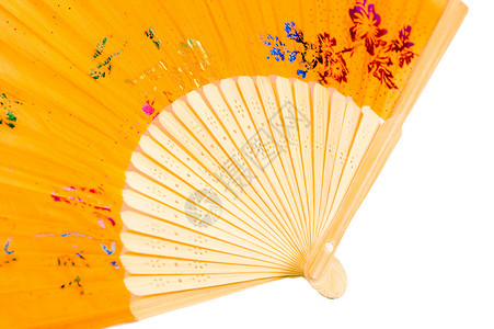 中国风扇橙子织物花朵物品背景图片