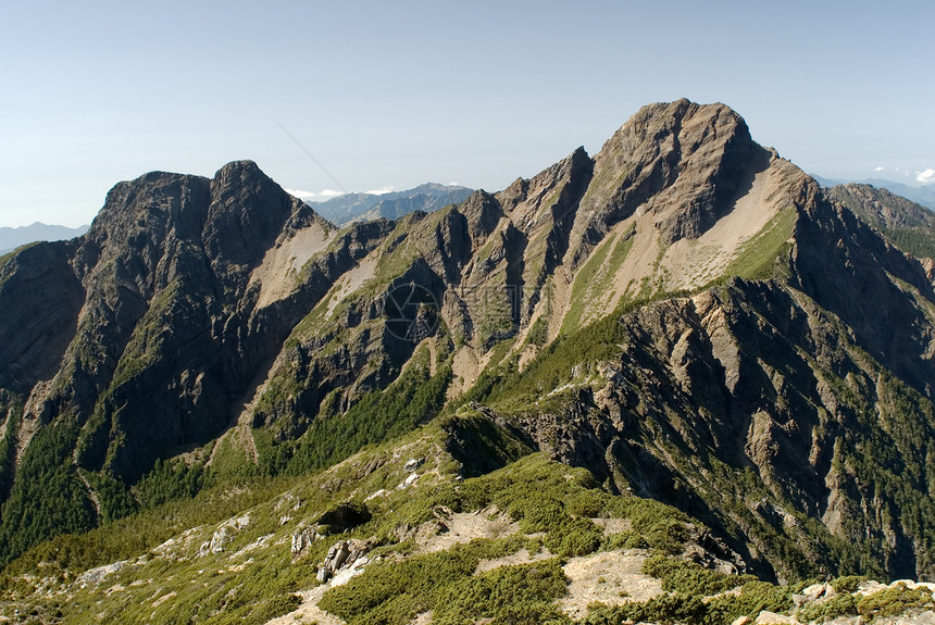 东亚第一高峰玉山远足旅行森林天堂天空日落太阳高山场景荒野图片