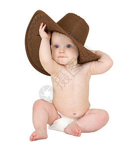 带着牛仔帽的白背景宝宝背景图片