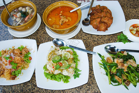 托特各种泰国食品背景