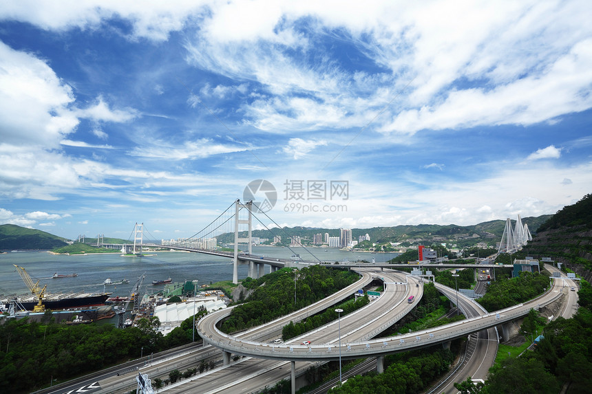 清马桥速度地标街道蓝色城市交通市中心曲线海洋天空图片