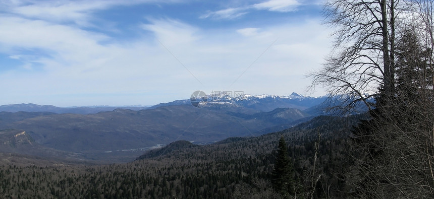 高山山脉雪峰岩石背景斜坡解脱冰川植物群全景登山山丘图片