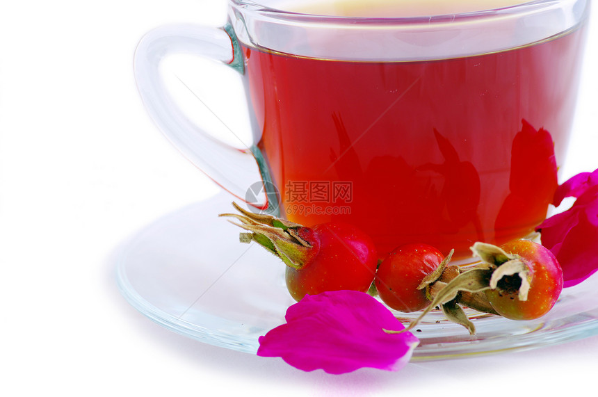 一杯草药茶咖啡店早餐陶瓷三叶草饮料杯子飞碟餐厅芳香叶子图片