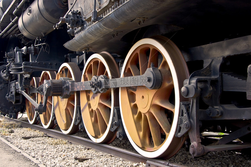 蒸汽列车运输圆圈车轮机器黑色引擎曲线机件水平方式图片
