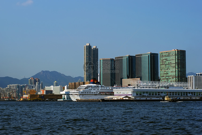 维多利亚港轮船渡船汽船建筑港口木桩舰队图片