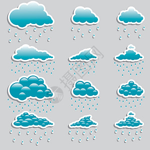 蓝色雨通用图标  为您设置 weather叶子飓风天气电脑蓝色纽扣互联网云景台风墙纸插画
