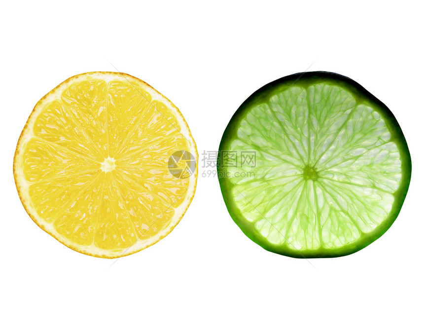 石灰切片水果白色橙子食物柠檬黄色绿色图片