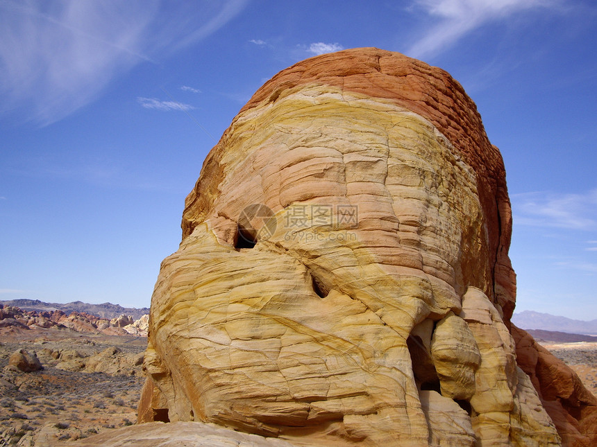 彩色圆顶砂岩编队沙漠橙子山脉红岩水平景观黄色图层图片