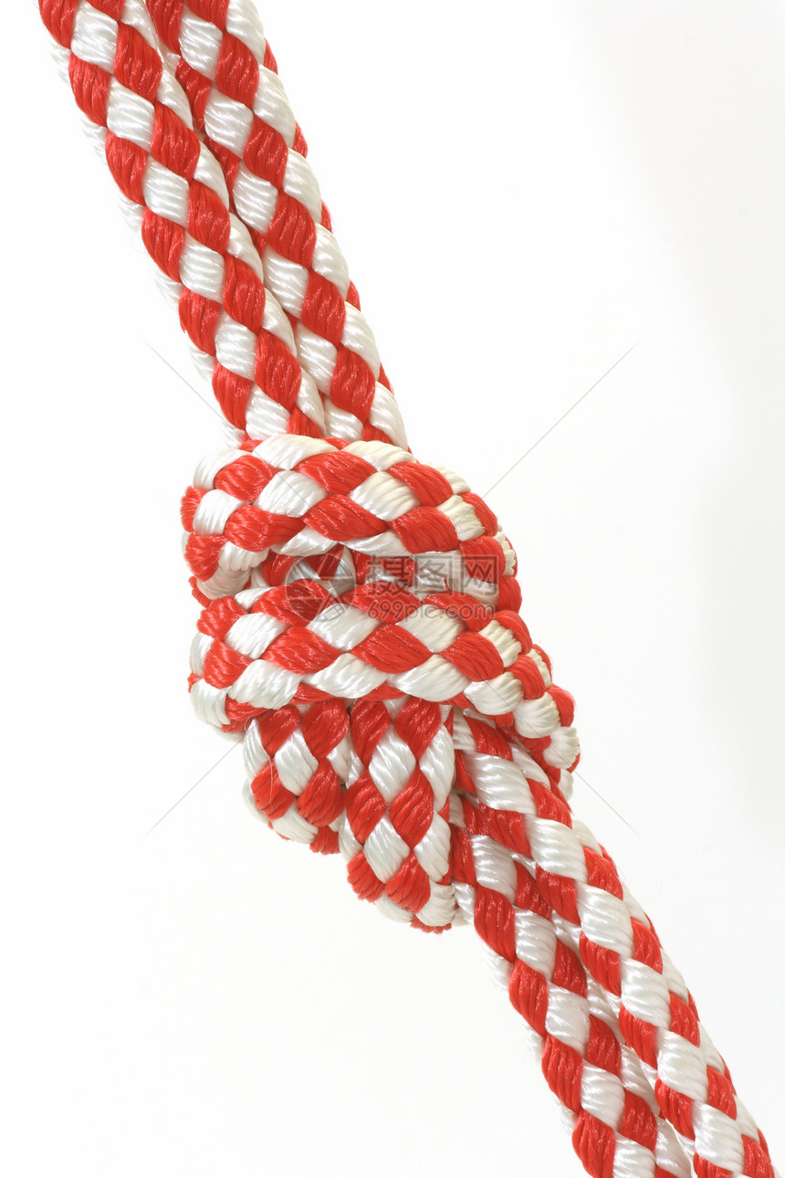 带结的绳子力量环形白色纤维绳索宏观黄麻难点红色节点图片