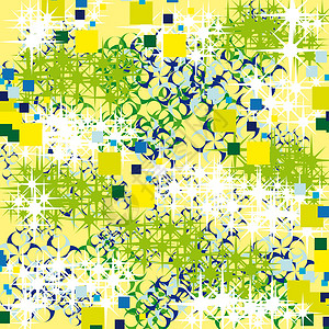 形状 1 的集合创造力装饰品蓝色白色圆形绿色星星圆圈插图黄色背景图片