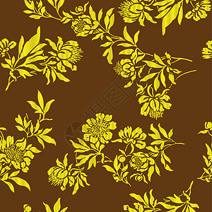 棕色装饰金金首饰插图装饰品墙纸植物季节美丽纺织品创造力金子滚动插画