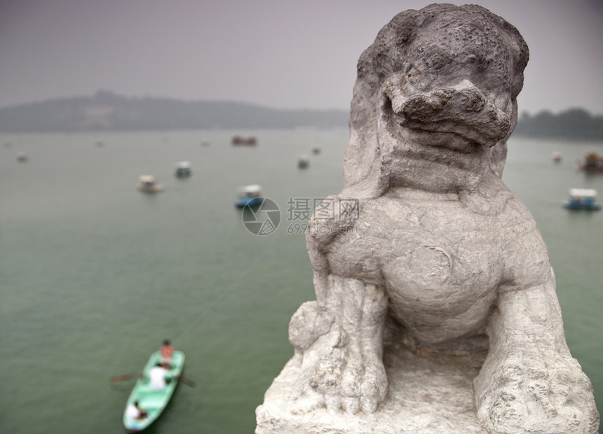 昆明湖公园风景城市狮子石头旅游观光雕像历史运输图片