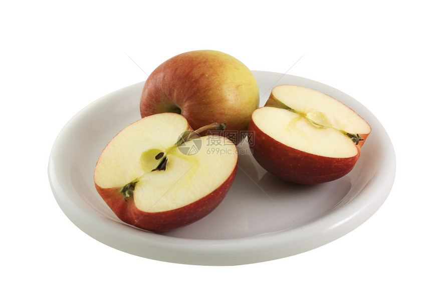 盘子上的苹果营养食物果味水果饮食绿色图片