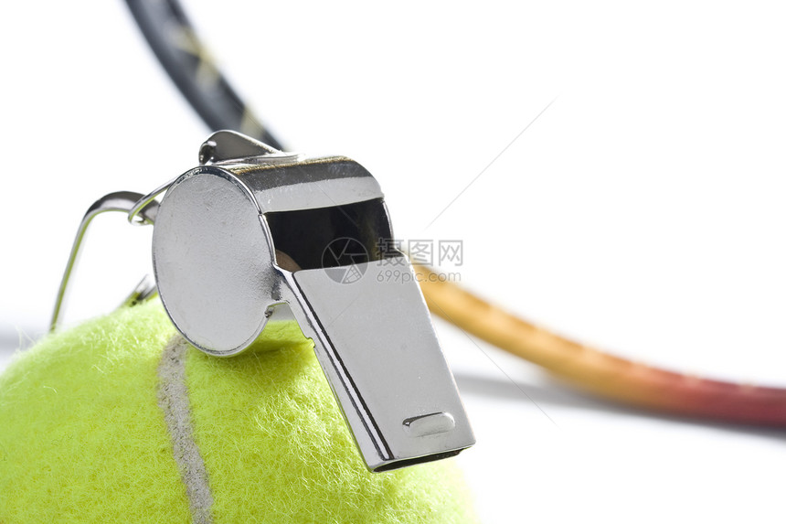网球教练培训师噪音白色信号球拍运动法官金属细绳黑色图片