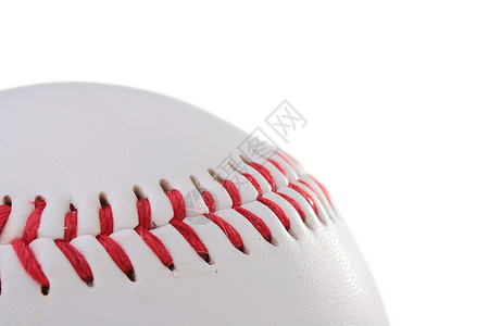 垒球白色细绳存货红色圆形皮革游戏运动缝纫背景图片