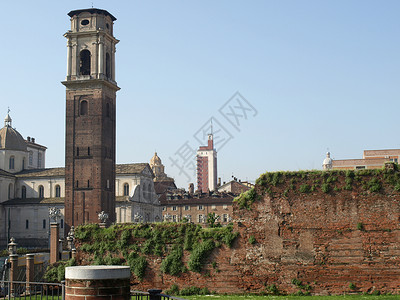 都都灵的废墟城市中心考古学考古红色背景图片