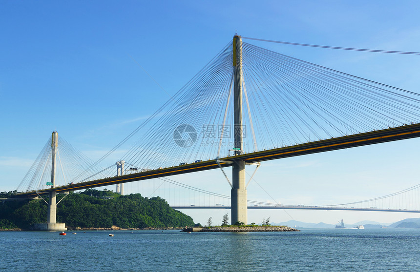 香港廷九桥电缆反射金属天际运输天空商业公司建筑游客图片