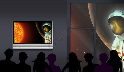 虚拟现实电视宇宙宇航员想像力头脑生活小说危险房间观众背景图片