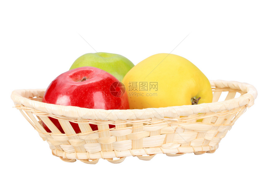 三个苹果篮子图片