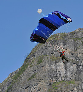 基地跳跃极限跳伞运动背景图片