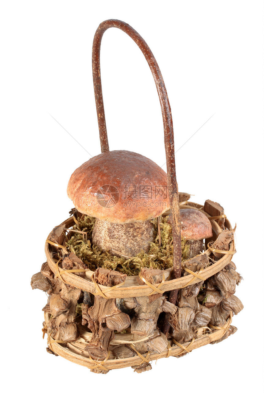 两片棕色蘑菇的篮子图片