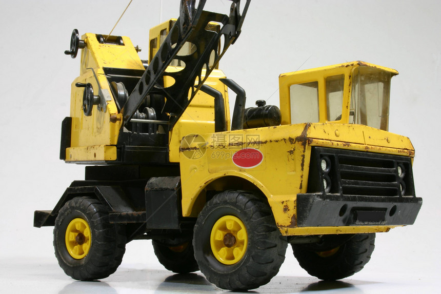 玩具起重机出租车椭圆形香豆白色黄色炙烤车轮黑色卡车构造图片