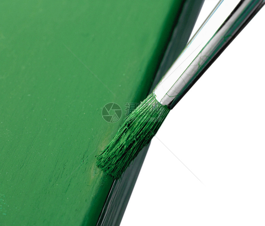 笔刷绿色金属栅栏绘画白色图片