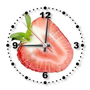 红草莓作为办公室钟表背景图片