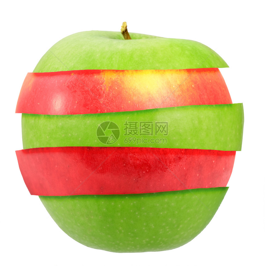 绿苹果和红苹果三明治图片