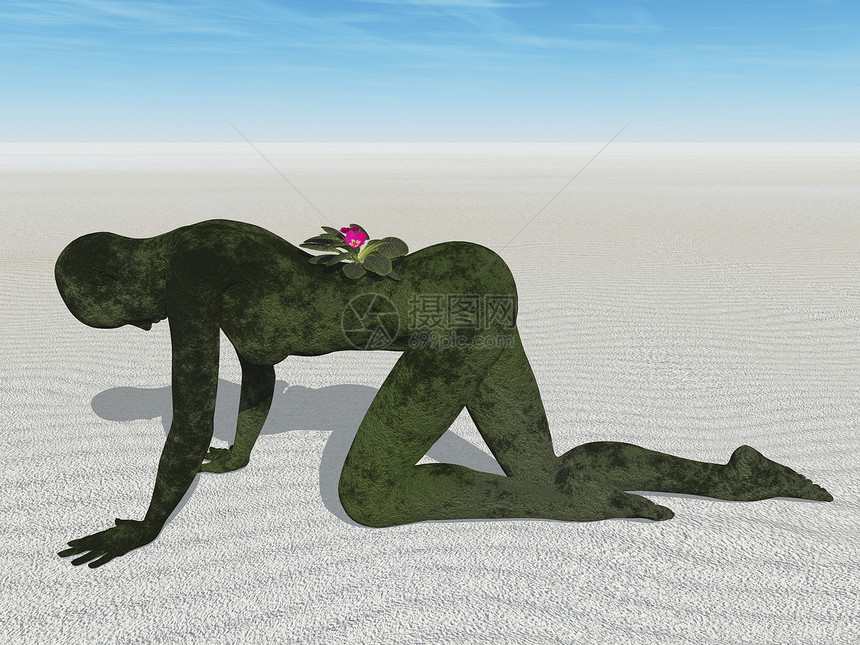 气候变化插图说明干旱阳光绿色女士植物沙漠图片