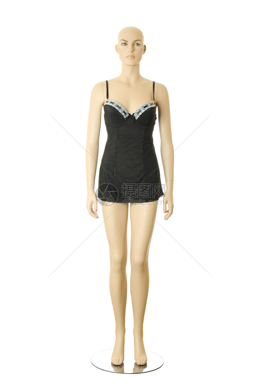 穿着内裤的曼尼金销售黑色衣服白色店铺零售女性模型人体女士图片